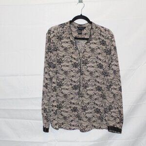 Brand: Light, Blouse, Lace Pattern Print, Long Sleeve, XL
